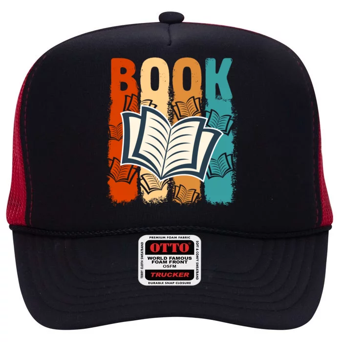 Retro Book Lovers Bookish Bookworm Gift High Crown Mesh Trucker Hat