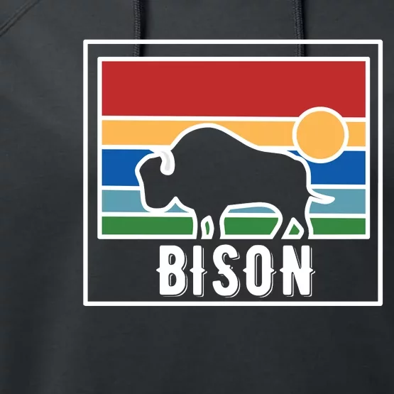 Retro Bison Logo Performance Fleece Hoodie