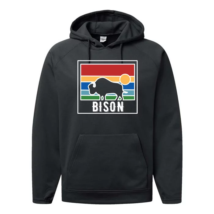 Retro Bison Logo Performance Fleece Hoodie