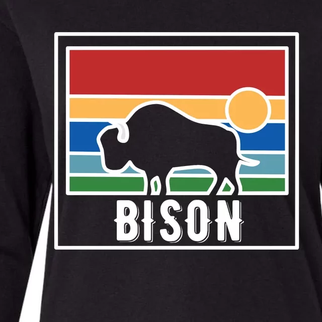 Retro Bison Logo Womens Cotton Relaxed Long Sleeve T-Shirt