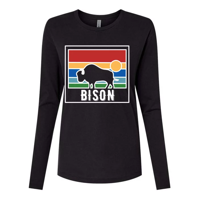 Retro Bison Logo Womens Cotton Relaxed Long Sleeve T-Shirt