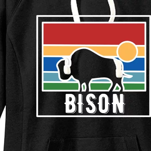 Retro Bison Logo Women's Fleece Hoodie