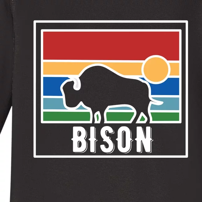 Retro Bison Logo Baby Long Sleeve Bodysuit