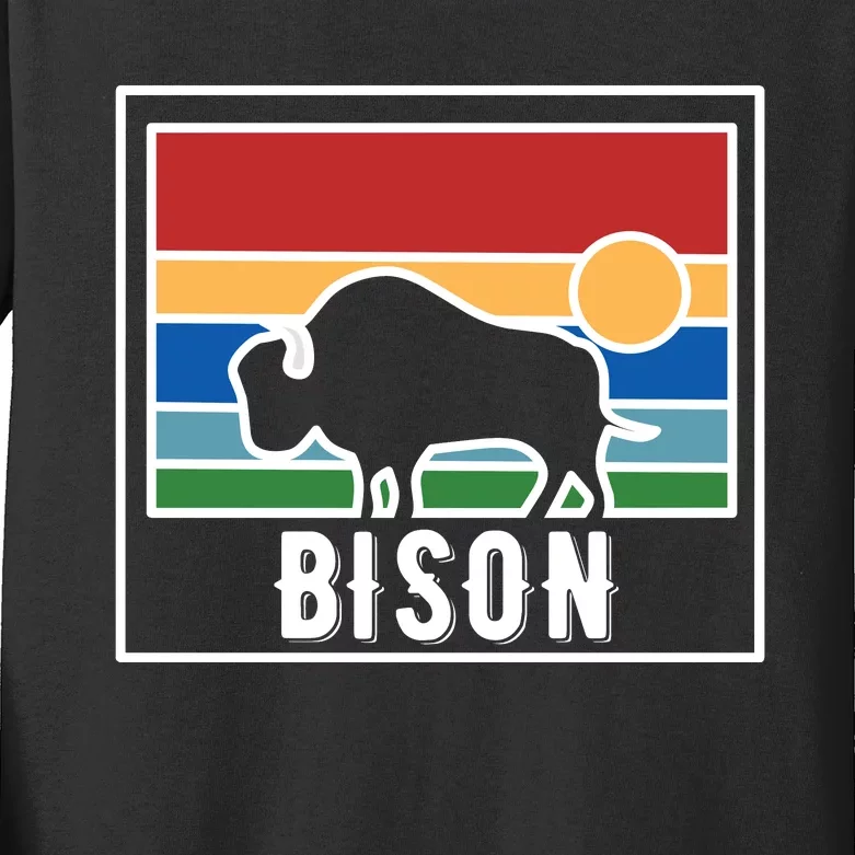 Retro Bison Logo Kids Long Sleeve Shirt