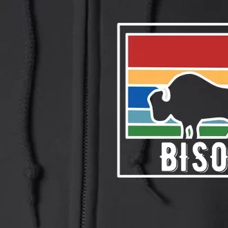 Retro Bison Logo Full Zip Hoodie