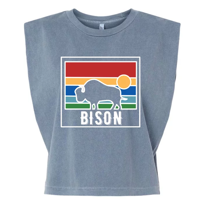 Retro Bison Logo Garment-Dyed Women's Muscle Tee