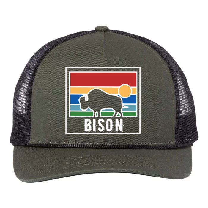 Retro Bison Logo Retro Rope Trucker Hat Cap