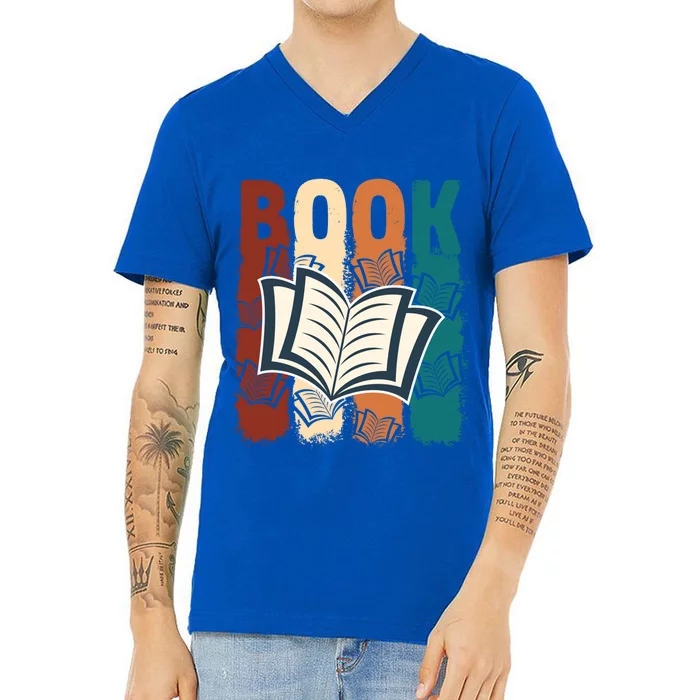 Retro Book Lovers Bookish Bookworm Gift V-Neck T-Shirt