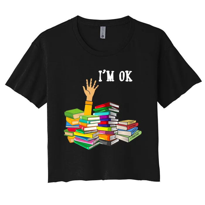 Reading Book Lovers Im Ok National Book Lovers Day Women's Crop Top Tee