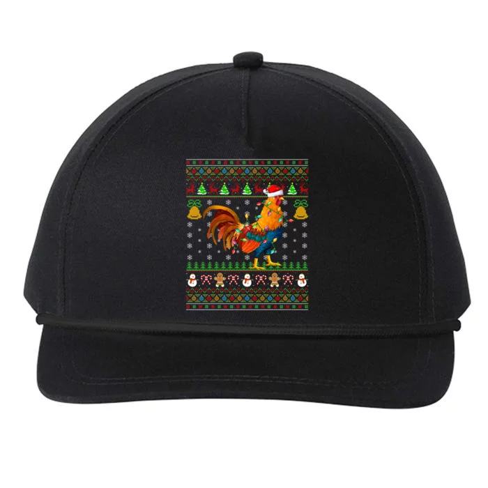 Rooster Bird Lover Lighting Santa Hat Rooster Ugly Christmas Gift Snapback Five-Panel Rope Hat