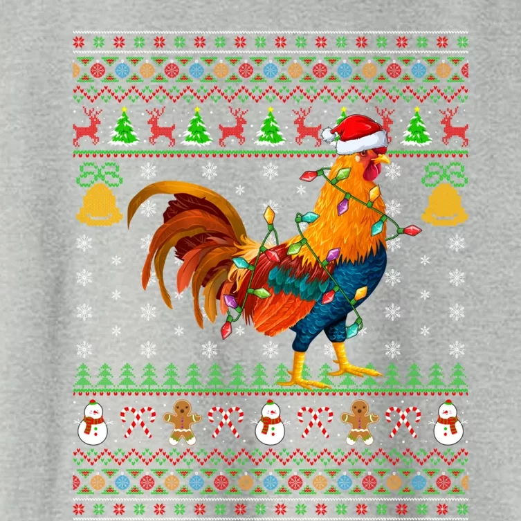 Rooster Bird Lover Lighting Santa Hat Rooster Ugly Christmas Gift Women's Crop Top Tee