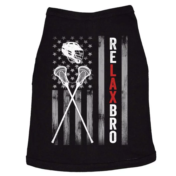 Relax Bro Lacrosse American Flag Lax Helmet Sticks Lacrosse Doggie Tank