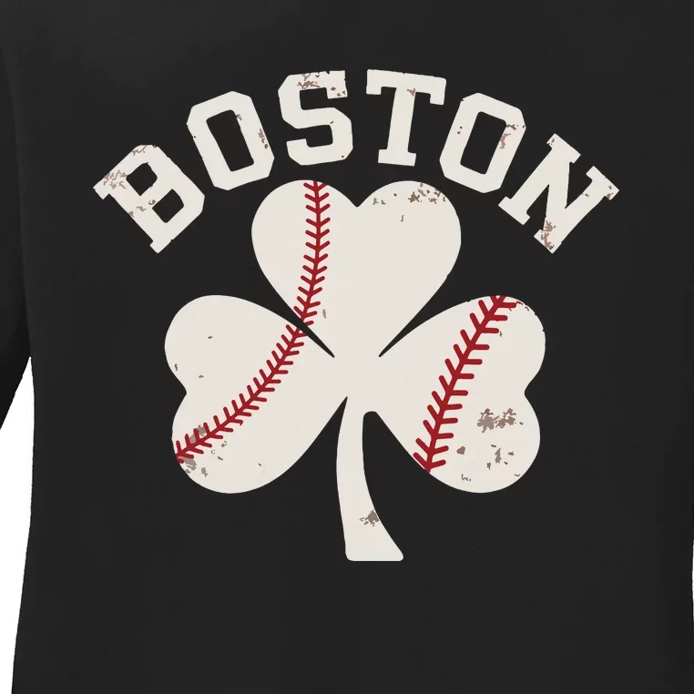 Retro Boston Lover Ladies Long Sleeve Shirt