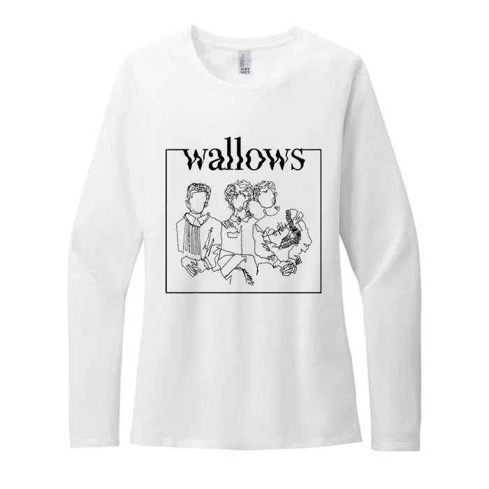 Retro Band Line Art Womens CVC Long Sleeve Shirt