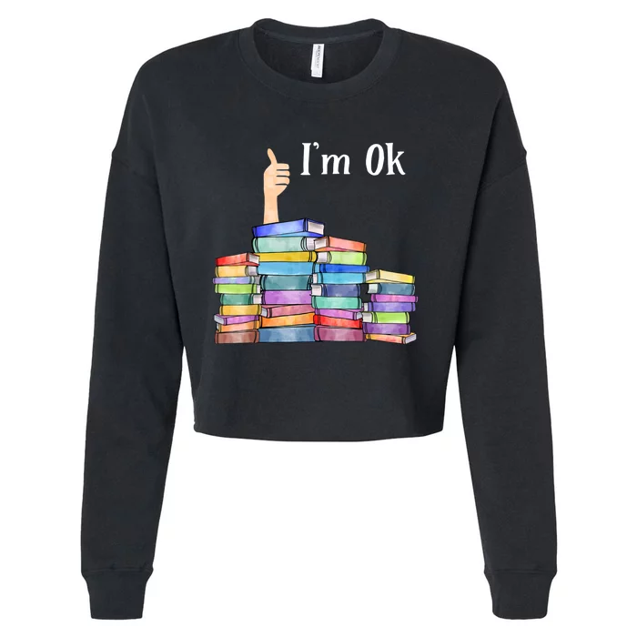 Reading Book Lovers I'm Ok National Book Lovers Day TShirt Cropped Pullover Crew