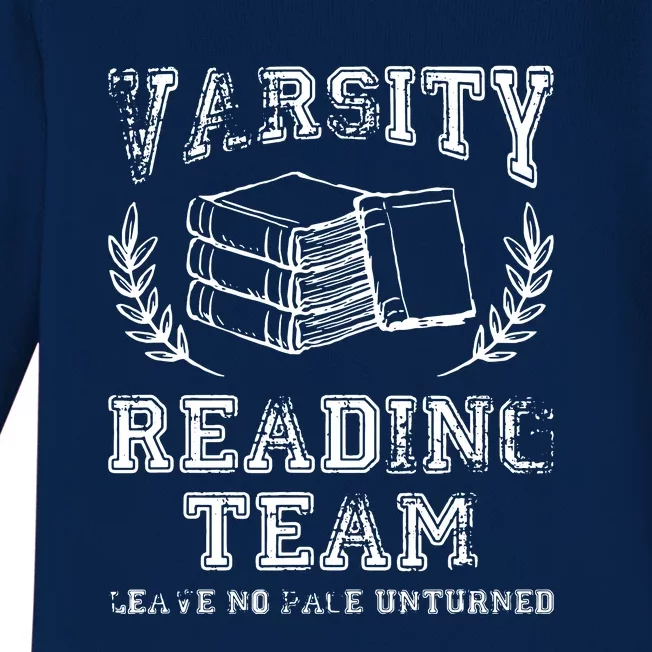 Reader Book Lover Gift Varsity Reading Team Baby Long Sleeve Bodysuit