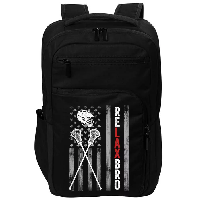 Relax Bro Lacrosse American Flag Lax Impact Tech Backpack