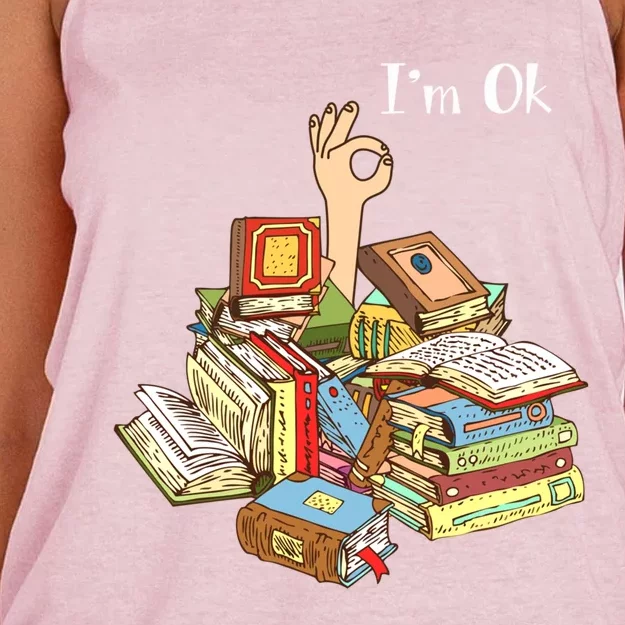 Reading Book Lovers IM Ok National Book Lovers Day Cool Gift Women's Knotted Racerback Tank