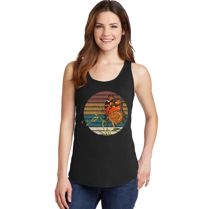 Retro Butterfly Lover Monarch Entomolgist Vintage Milkweed Ladies Essential Tank