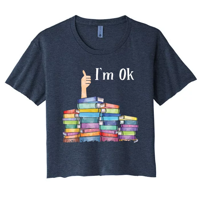 Reading Book Lovers I'm Ok National Book Lovers Day Women's Crop Top Tee