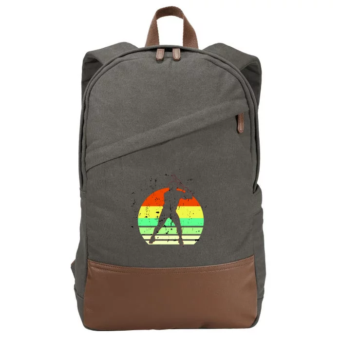 Retro Baseball Logo Cotton Canvas Backpack