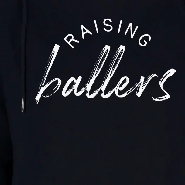 Raising Ballers Mom Cute Mothers Day Gift Womens Funnel Neck Pullover Hood