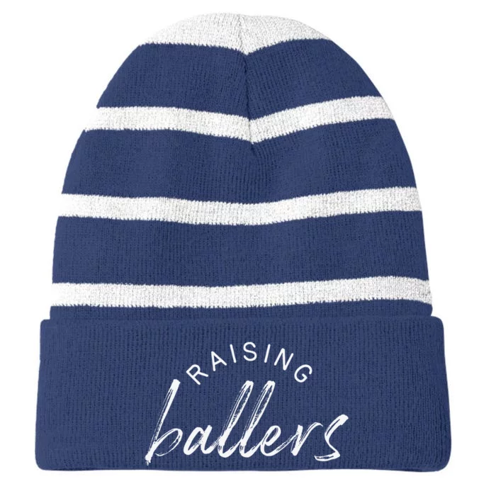 Raising Ballers Mom Cute Mothers Day Gift Striped Beanie with Solid Band