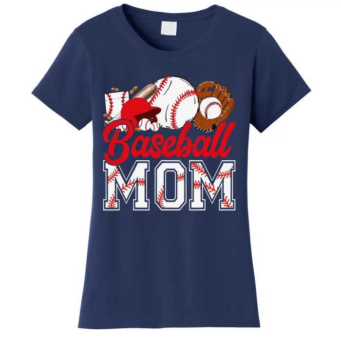 Retro Baseball Mom Mama Baseball Life Softball Life Game Day Women's T-Shirt