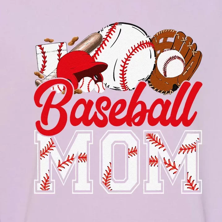 Retro Baseball Mom Mama Baseball Life Softball Life Game Day Garment-Dyed Sweatshirt