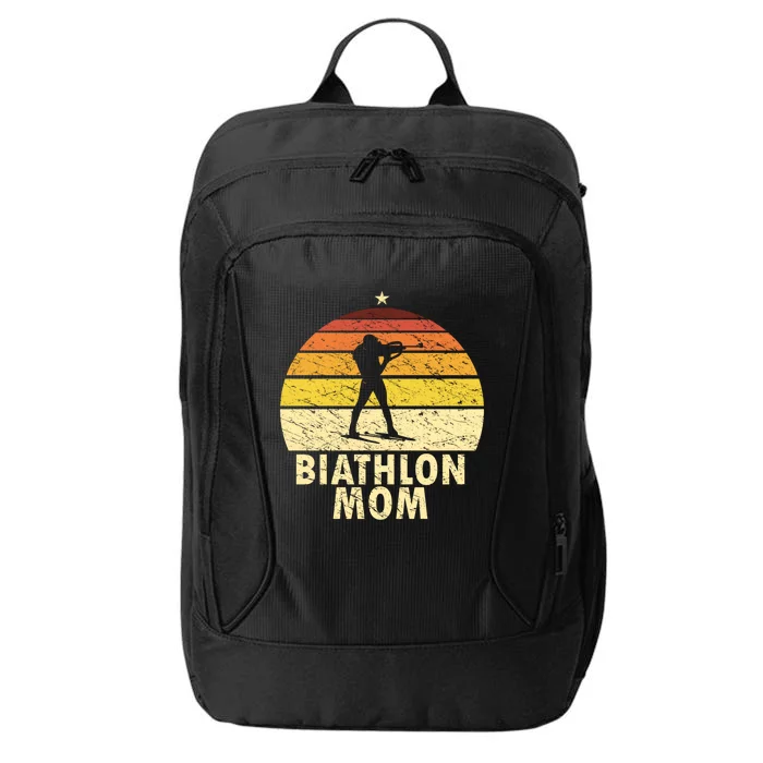 Retro Biathlon Mom Wintersport Cross Country Skiing Biathlon Funny Gift City Backpack