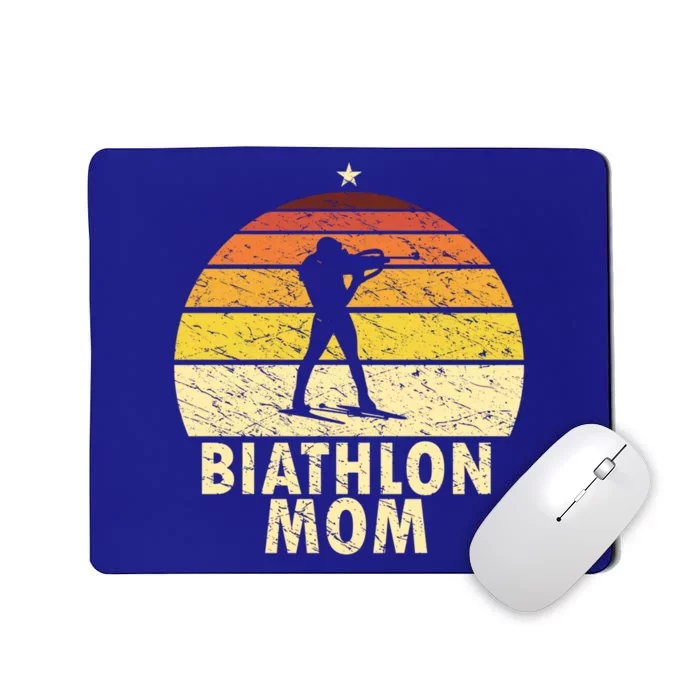 Retro Biathlon Mom Wintersport Cross Country Skiing Biathlon Funny Gift Mousepad