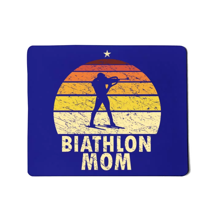 Retro Biathlon Mom Wintersport Cross Country Skiing Biathlon Funny Gift Mousepad