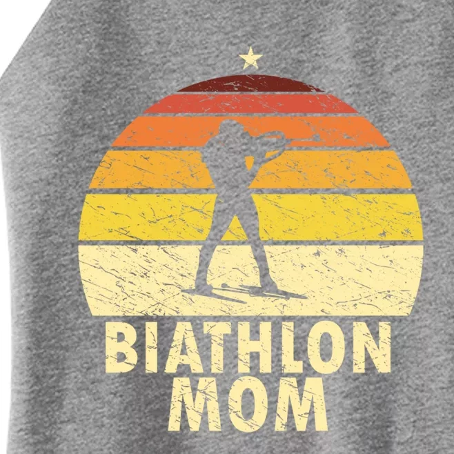 Retro Biathlon Mom Wintersport Cross Country Skiing Biathlon Funny Gift Women’s Perfect Tri Rocker Tank