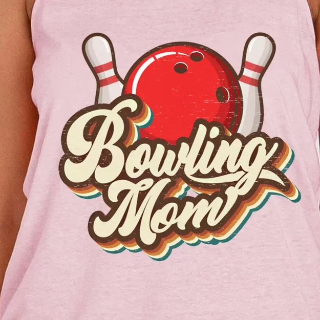 Retro Bowling Mom Sports Mama Mothers Day Great Gift Women's Knotted Racerback Tank