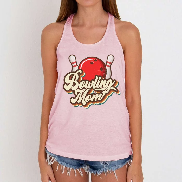 Retro Bowling Mom Sports Mama Mothers Day Great Gift Women's Knotted Racerback Tank