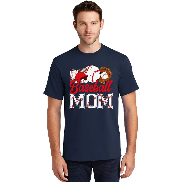 Retro Baseball Mom Mama Baseball Life Softball Life Game Day Tall T-Shirt