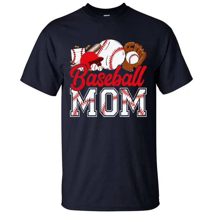 Retro Baseball Mom Mama Baseball Life Softball Life Game Day Tall T-Shirt