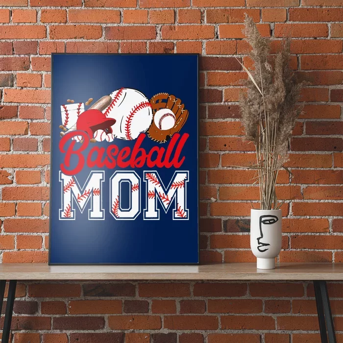 Retro Baseball Mom Mama Baseball Life Softball Life Game Day Poster