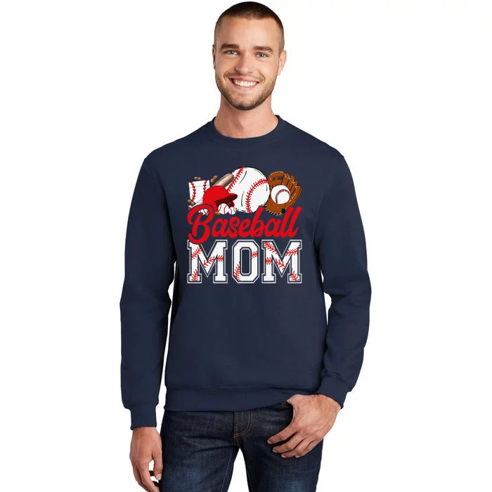 Retro Baseball Mom Mama Baseball Life Softball Life Game Day Tall Sweatshirt