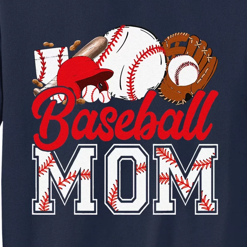 Retro Baseball Mom Mama Baseball Life Softball Life Game Day Tall Sweatshirt