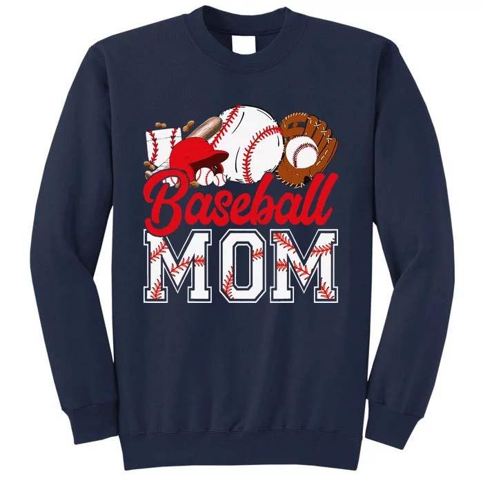 Retro Baseball Mom Mama Baseball Life Softball Life Game Day Tall Sweatshirt