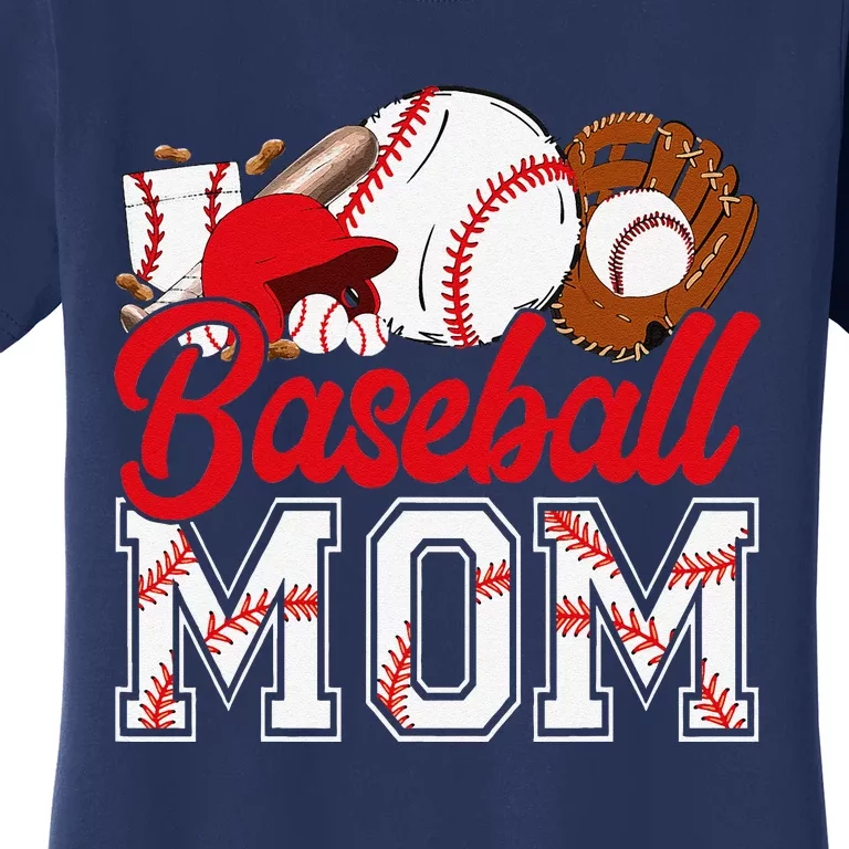 Retro Baseball Mom Mama Baseball Life Softball Life Game Day Women's T-Shirt