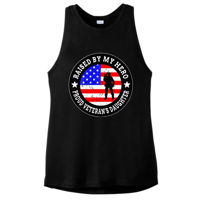 Raised By My Hero VeteranS Daughter Ladies Tri-Blend Wicking Tank