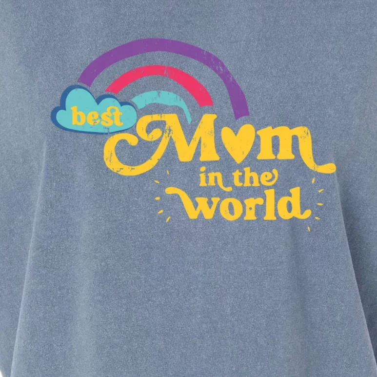 Retro Best Mom In The World With Heart Rainbow Mothers Day Gift Garment-Dyed Women's Muscle Tee