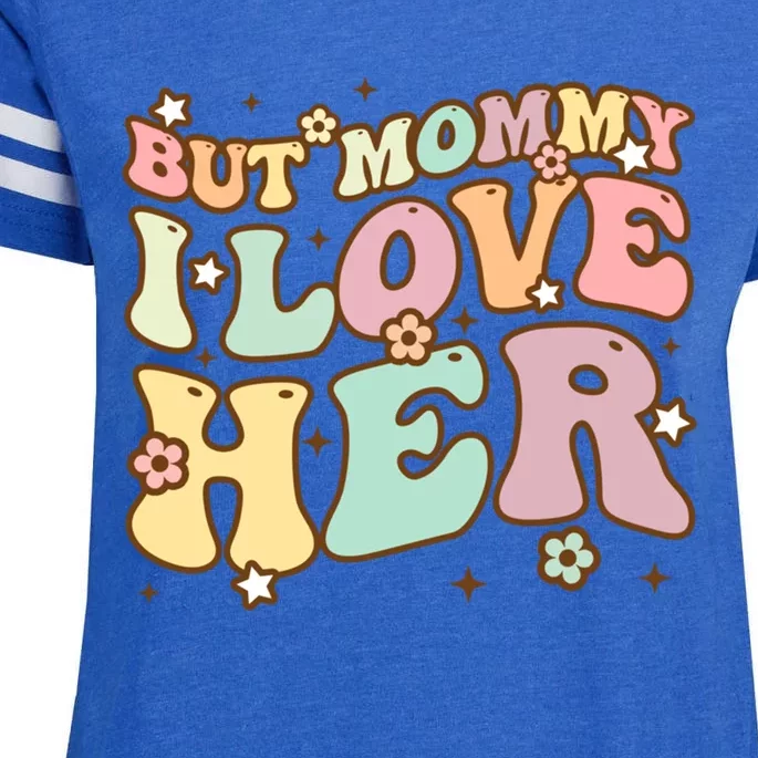 Retro But Mommy I Love Her Groovy Happy Parents Day Cool Gift Enza Ladies Jersey Football T-Shirt