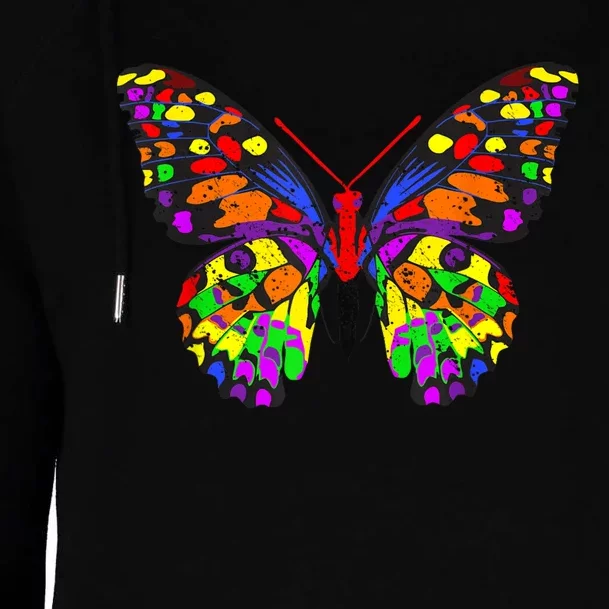 Rainbow Butterflies Monarch Butterfly Womens Funnel Neck Pullover Hood