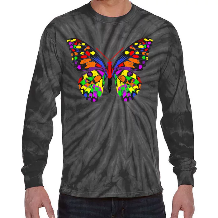 Rainbow Butterflies Monarch Butterfly Tie-Dye Long Sleeve Shirt