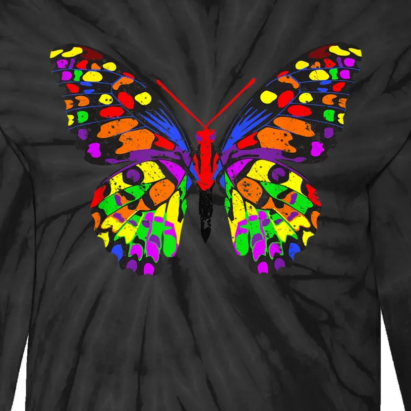 Rainbow Butterflies Monarch Butterfly Tie-Dye Long Sleeve Shirt