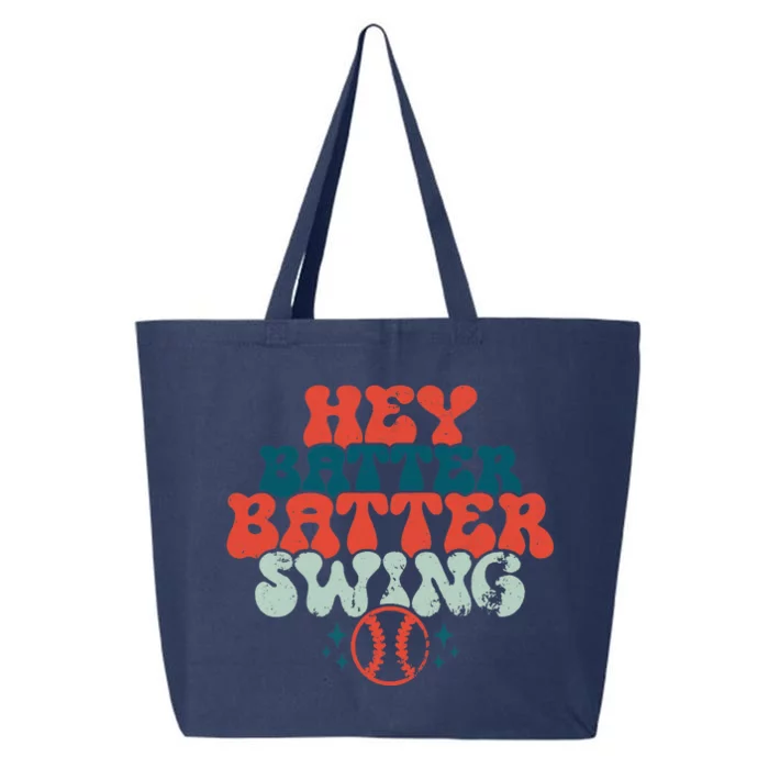 Retro Baseball Mom Hey Batter Batter Swing Funny Baseball 25L Jumbo Tote