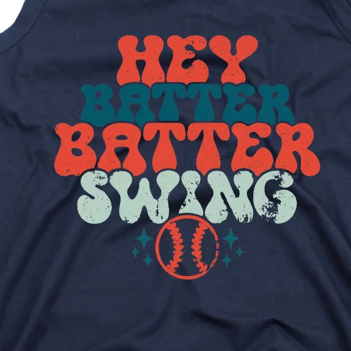 Retro Baseball Mom Hey Batter Batter Swing Funny Baseball Tank Top